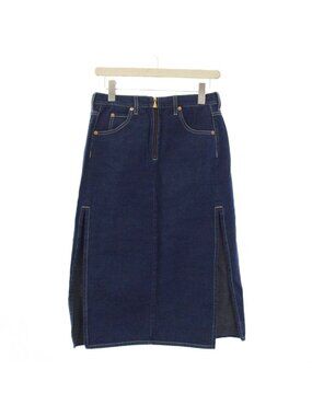 Gucci Denim Skirt Tight Long Side Slit 38 Blue
